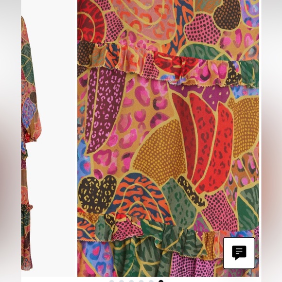 Farm Rio Hidden Animals Mock Neck Long Sleeve Tiered Dress - Picture 2 of 5